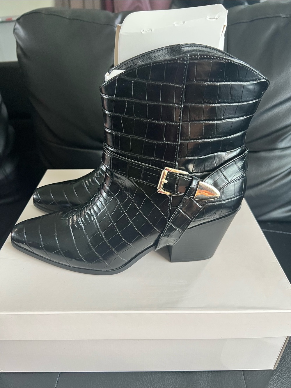 JustFab Elora leather booties